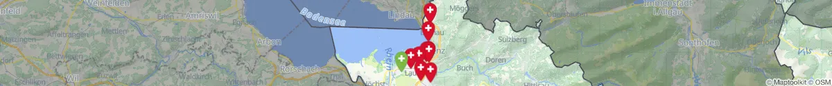 Kartenansicht für Apotheken-Notdienste in der Nähe von Eichenberg (Bregenz, Vorarlberg)